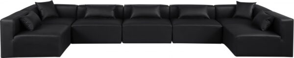 Cube 180" Vegan Leather Upholstered 7pc. Modular Sectional