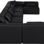 Cube 180" Vegan Leather Upholstered 7pc. Modular Sectional