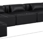 Cube 180" Vegan Leather Upholstered 7pc. Modular Sectional