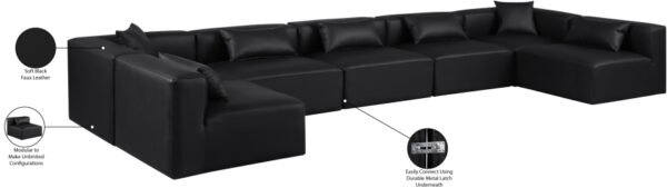 Cube 180" Vegan Leather Upholstered 7pc. Modular Sectional