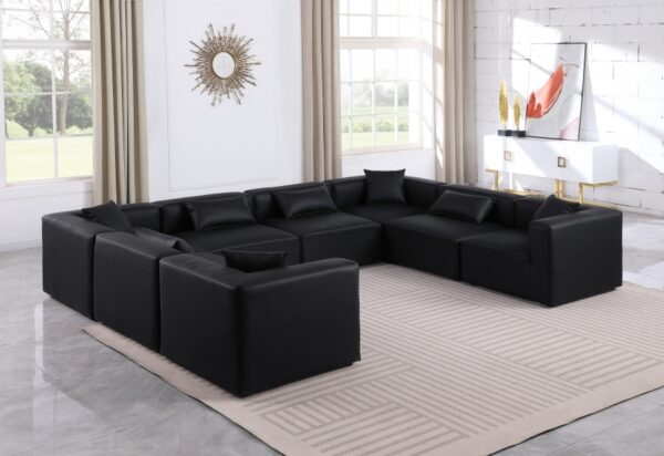 Cube 144" Vegan Leather Upholstered 8pc. Modular Sectional