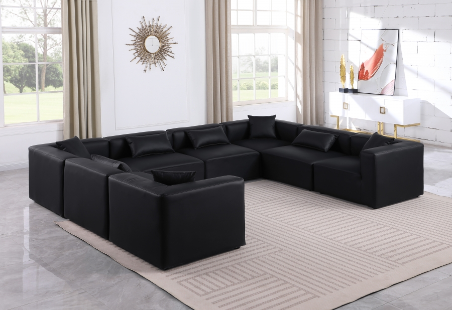 Cube 144" Vegan Leather Upholstered 8pc. Modular Sectional