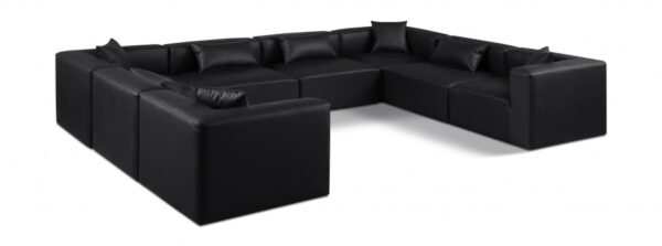 Cube 144" Vegan Leather Upholstered 8pc. Modular Sectional