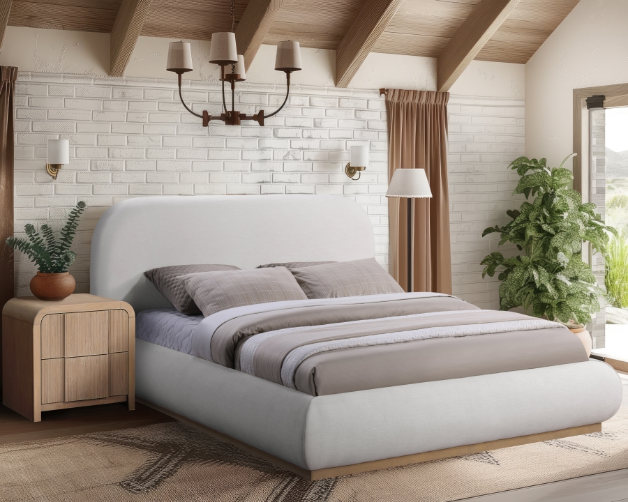 Vaughn Linen Textured Fabric Upholstered Bed