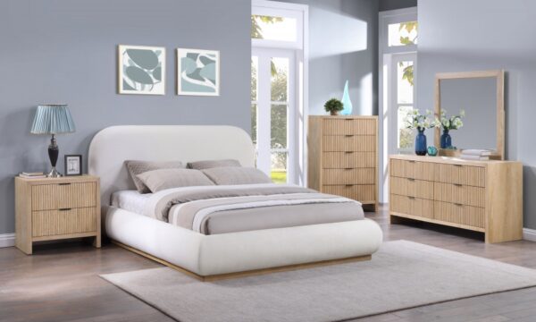 Vaughn Linen Textured Fabric Upholstered Bed