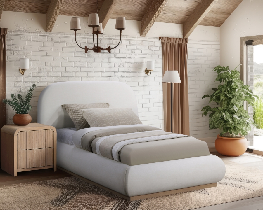 Vaughn Linen Textured Fabric Upholstered Twin Bed