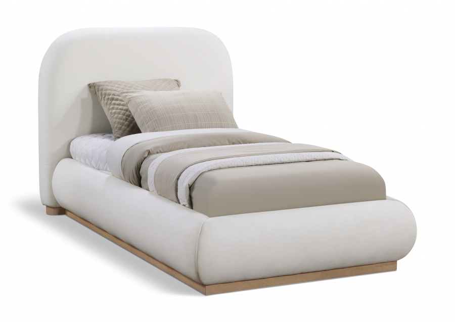Vaughn Linen Textured Fabric Upholstered Twin Bed
