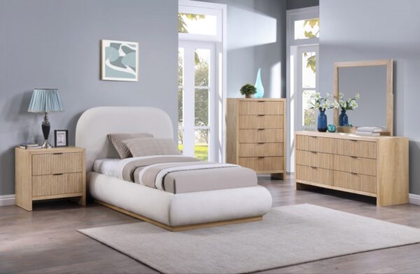 Vaughn Linen Textured Fabric Upholstered Twin Bed
