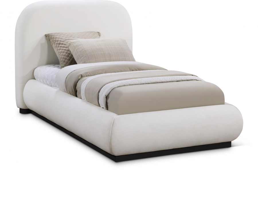 Vaughn Linen Textured Fabric UpholsteredTwin Bed