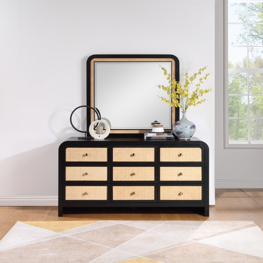 Siena Ash Wood And Natural Cane Frame Mirror