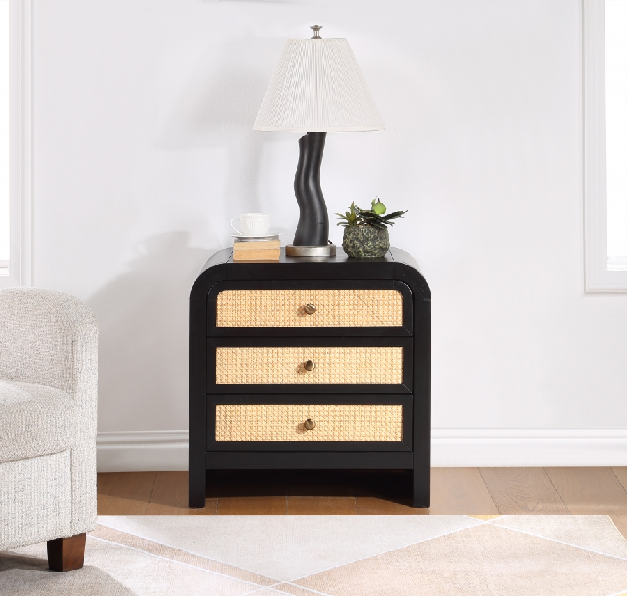 Siena Ash Wood And Natural Cane Nightstand