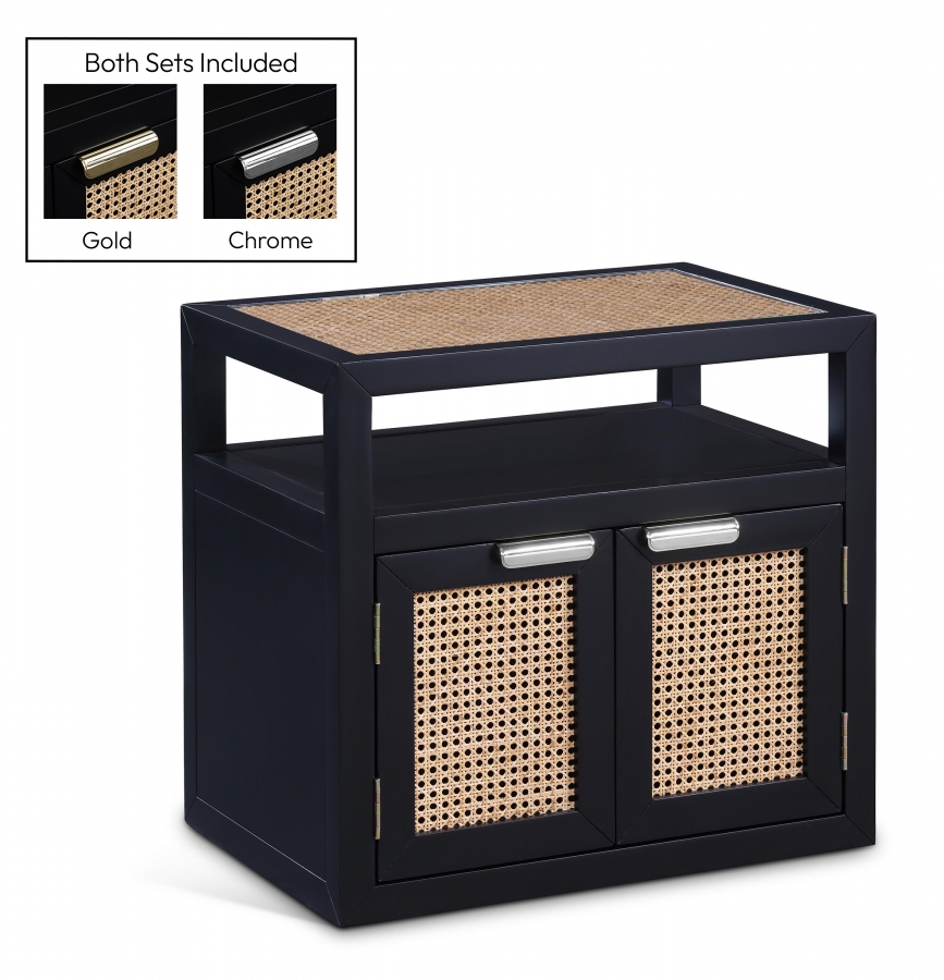 Cole Solid Wood And Natural Cane Nightstand