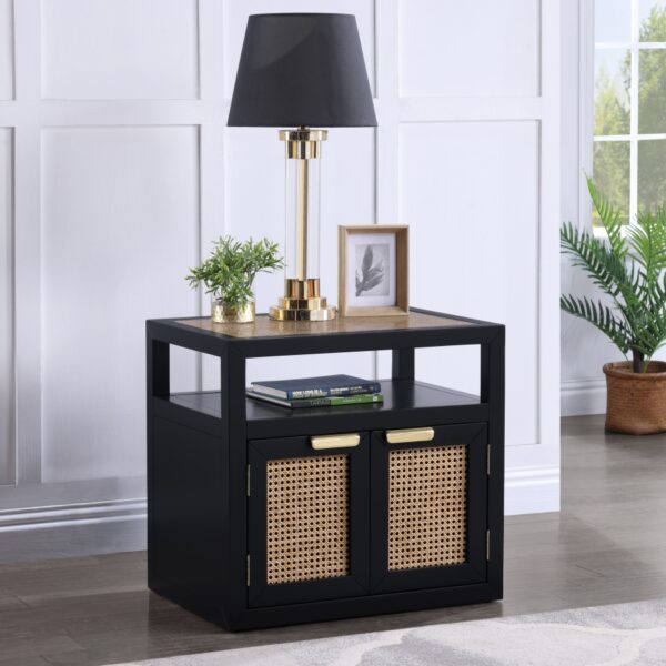 Cole Solid Wood And Natural Cane Nightstand