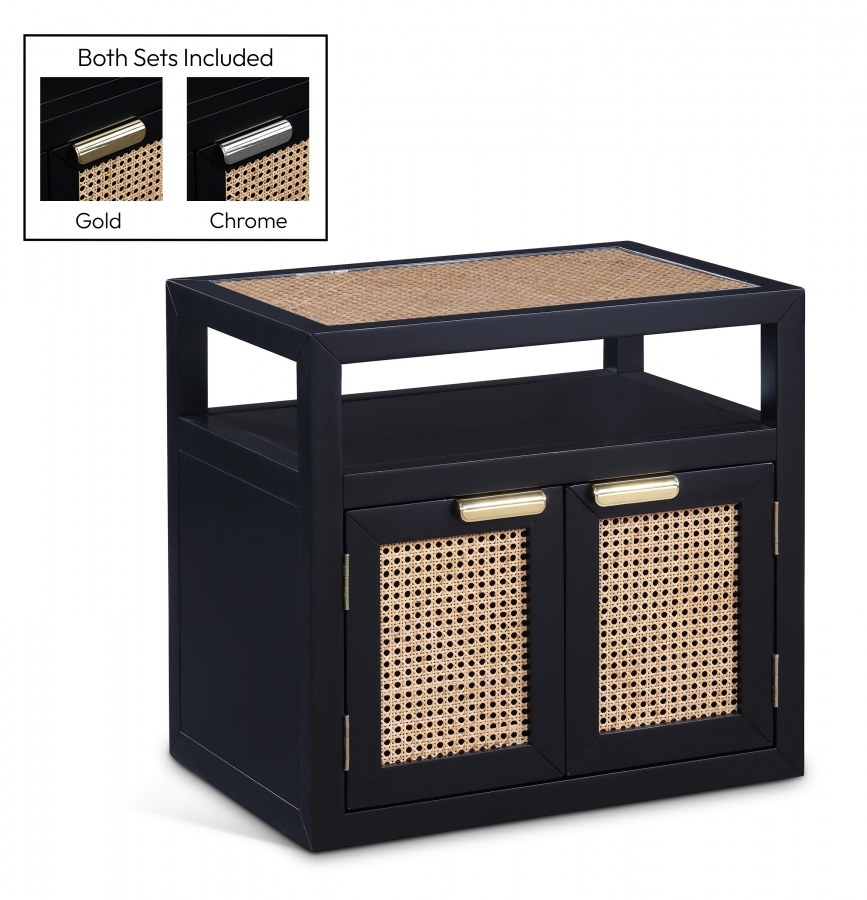 Cole Solid Wood And Natural Cane Nightstand