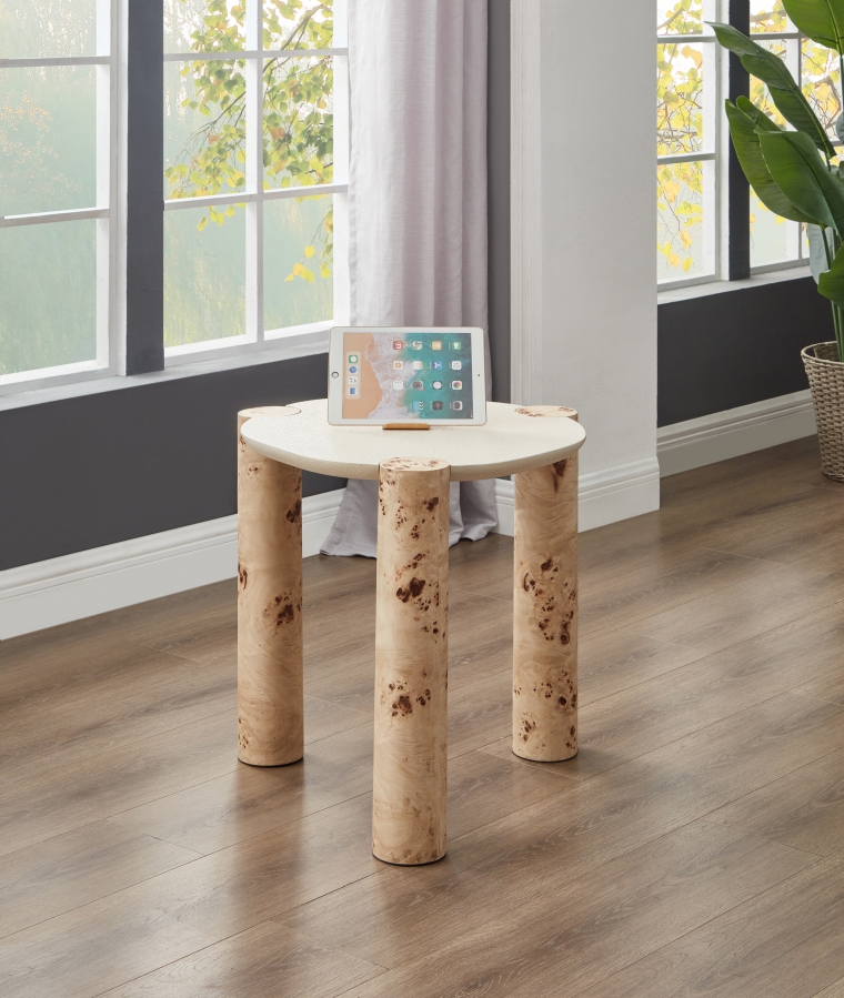 Thor Resin Top And Burl Veneer Base End / Side Table