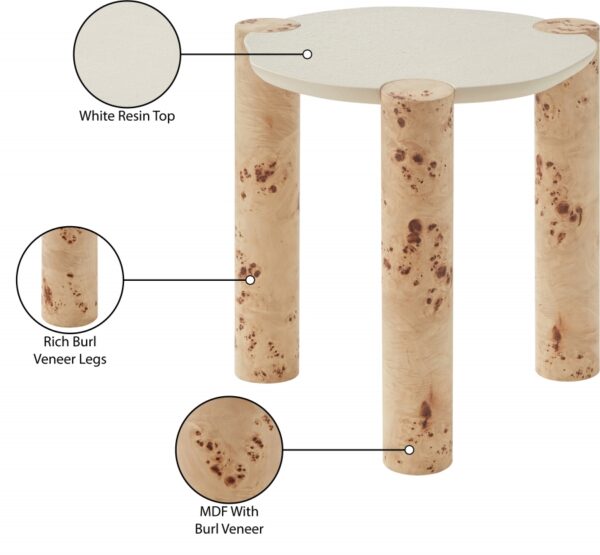 Thor Resin Top And Burl Veneer Base End / Side Table