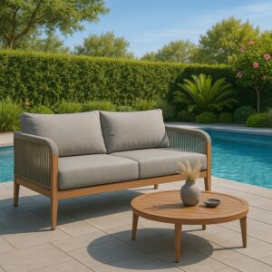 Maui 68" Water Resistant Fabric Upholstered Outdoor Patio Loveseat