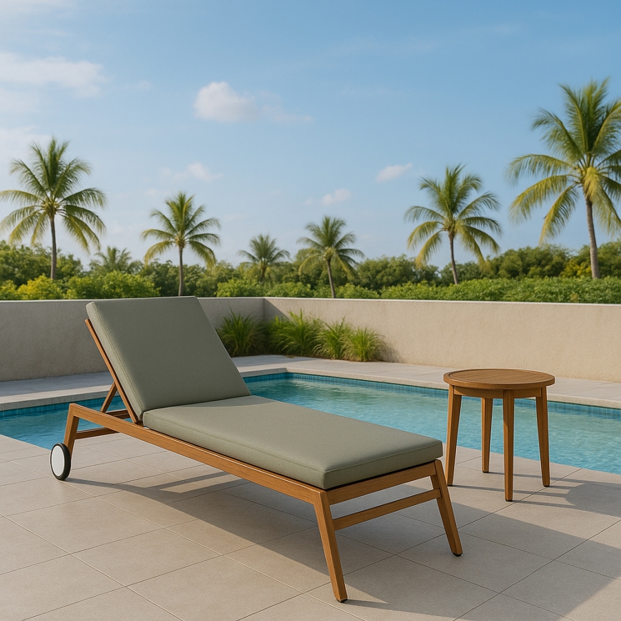 Maui Water Resistant Fabric Upholstered Outdoor Patio Lounger