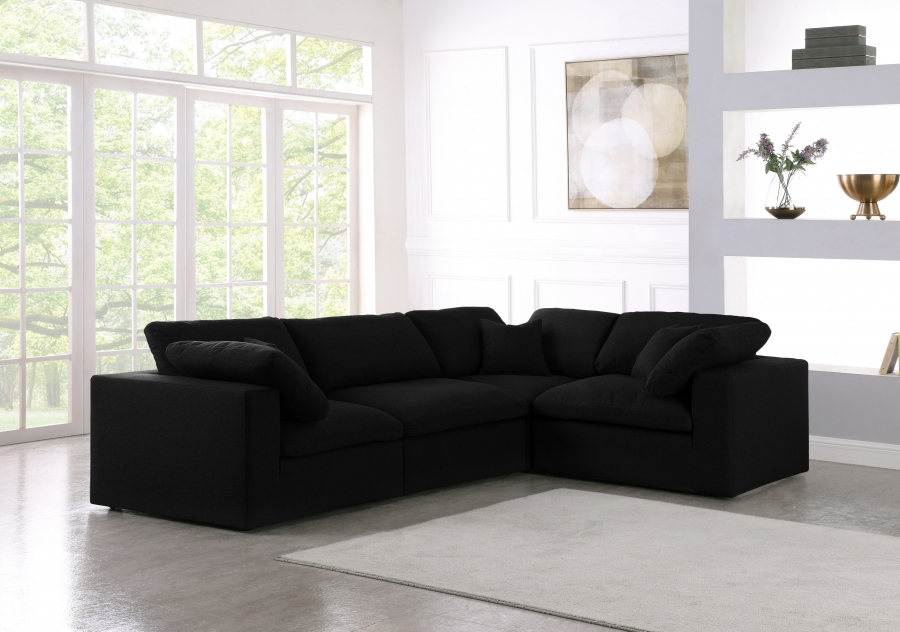 Serene 119" Linen Textured Fabric Upholstered Deluxe Comfort 4pc. Modular Sectional