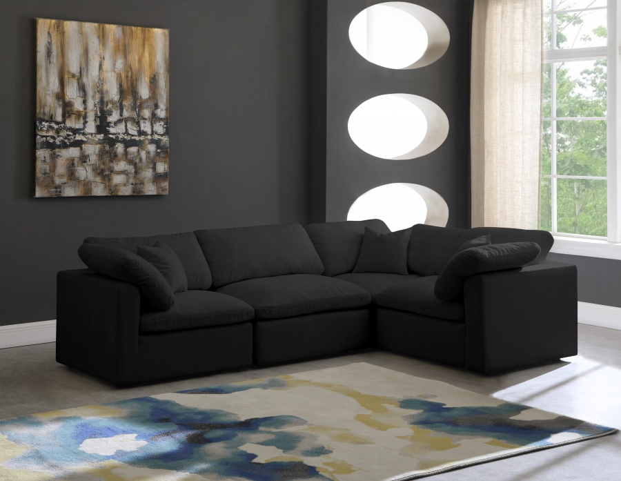 Plush 119" Velvet Upholstered Standard Comfort 4pc. Modular Sectional