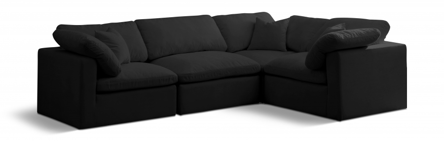 Plush 119" Velvet Upholstered Standard Comfort 4pc. Modular Sectional