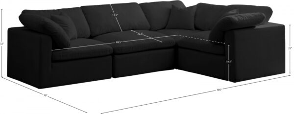 Plush 119" Velvet Upholstered Standard Comfort 4pc. Modular Sectional