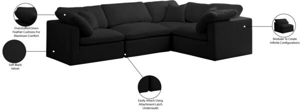 Plush 119" Velvet Upholstered Standard Comfort 4pc. Modular Sectional