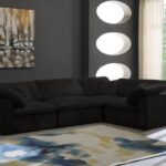Cozy 119" Velvet Upholstered Overstuffed Fiber Filled Comfort Comfort 4pc. Modular Sectional