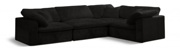 Cozy 119" Velvet Upholstered Overstuffed Fiber Filled Comfort Comfort 4pc. Modular Sectional