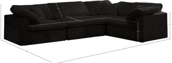 Cozy 119" Velvet Upholstered Overstuffed Fiber Filled Comfort Comfort 4pc. Modular Sectional