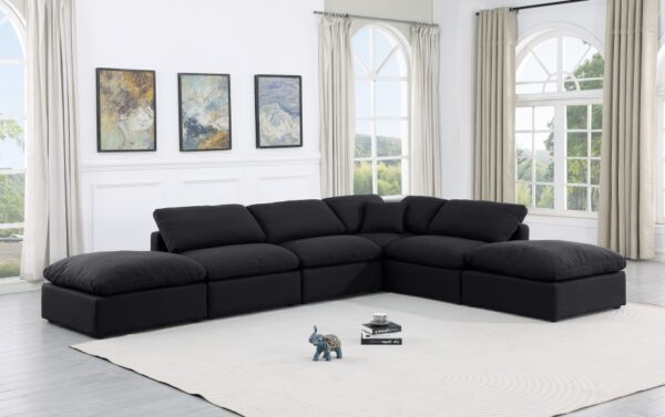 Indulge 140" Linen Textured Fabric Upholstered 6pc. Modular Sectional