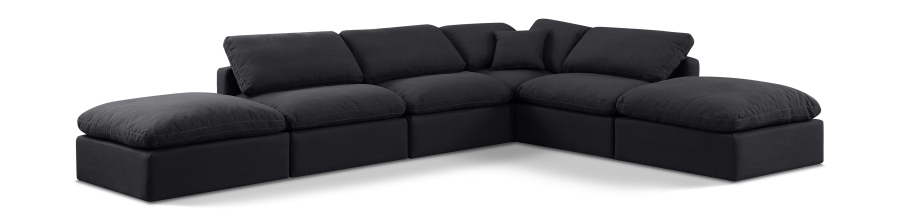 Indulge 140" Linen Textured Fabric Upholstered 6pc. Modular Sectional
