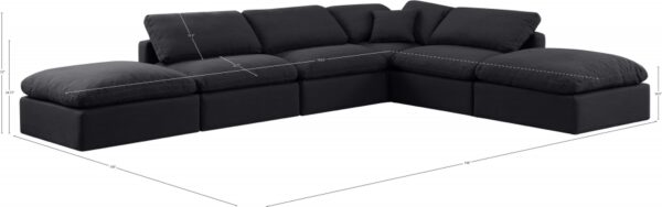 Indulge 140" Linen Textured Fabric Upholstered 6pc. Modular Sectional