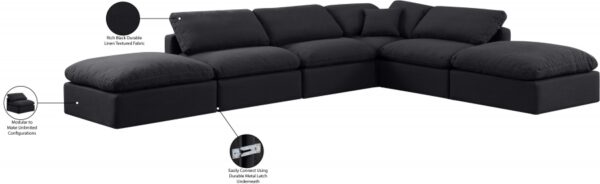 Indulge 140" Linen Textured Fabric Upholstered 6pc. Modular Sectional