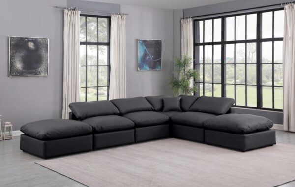 Indulge 140" Vegan Leather Upholstered 6pc. Modular Sectional