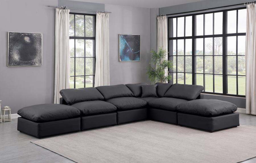 Indulge 140" Vegan Leather Upholstered 6pc. Modular Sectional