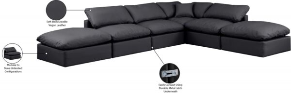 Indulge 140" Vegan Leather Upholstered 6pc. Modular Sectional