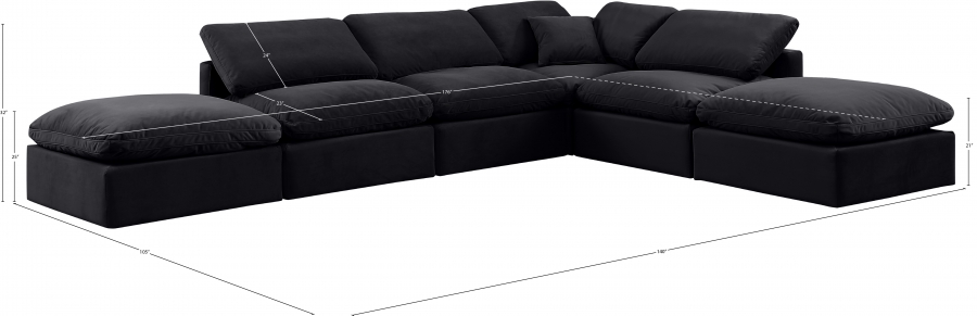 Indulge 140" Velvet Upholstered 6pc. Modular Sectional