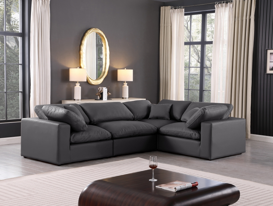 Comfy 119" Vegan Leather Upholstered 4pc. Modular Sectional
