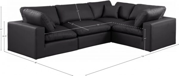 Comfy 119" Vegan Leather Upholstered 4pc. Modular Sectional