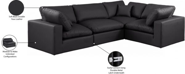 Comfy 119" Vegan Leather Upholstered 4pc. Modular Sectional