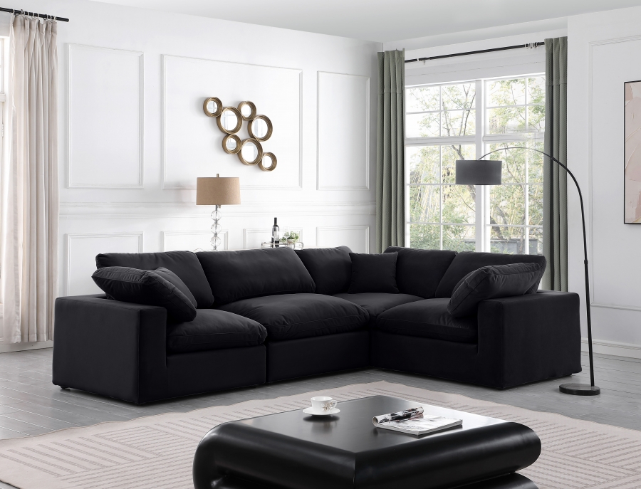 Comfy 119" Velvet Upholstered 4pc. Modular Sectional