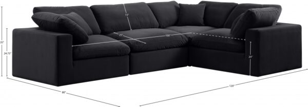 Comfy 119" Velvet Upholstered 4pc. Modular Sectional