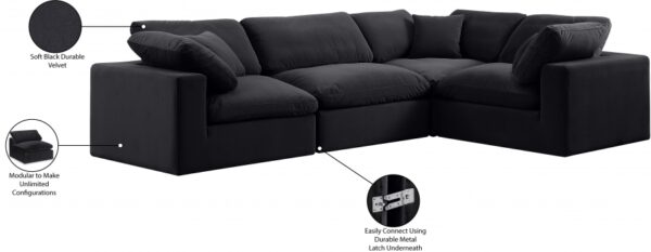 Comfy 119" Velvet Upholstered 4pc. Modular Sectional