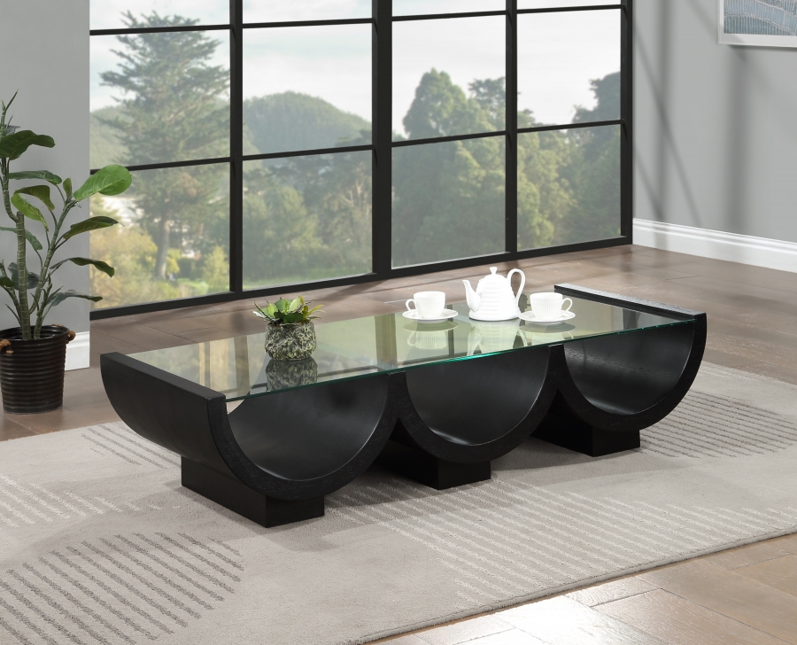 Beverwil Glass Top And Oak Veneer Base Coffee Table
