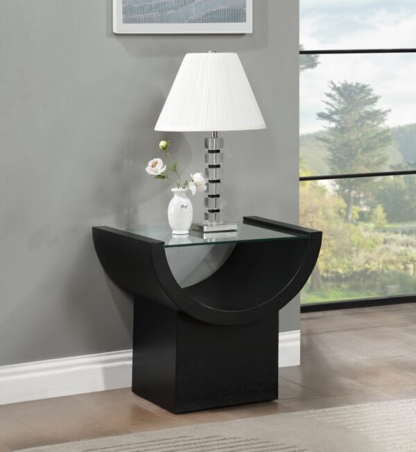 Beverwil Glass Top And Oak Veneer Base End / Side Table