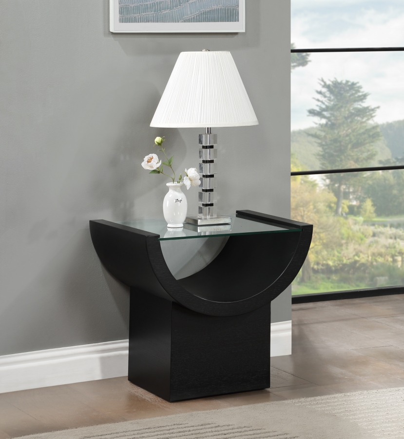 Beverwil Glass Top And Oak Veneer Base End / Side Table