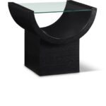Beverwil Glass Top And Oak Veneer Base End / Side Table