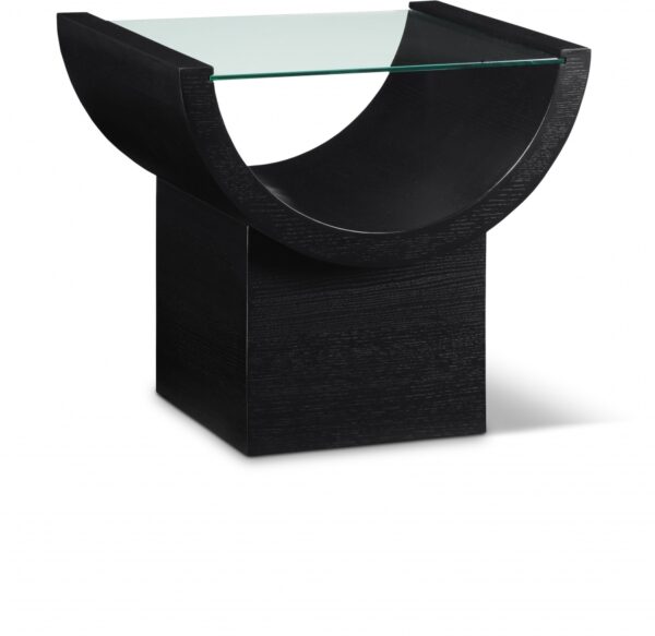 Beverwil Glass Top And Oak Veneer Base End / Side Table