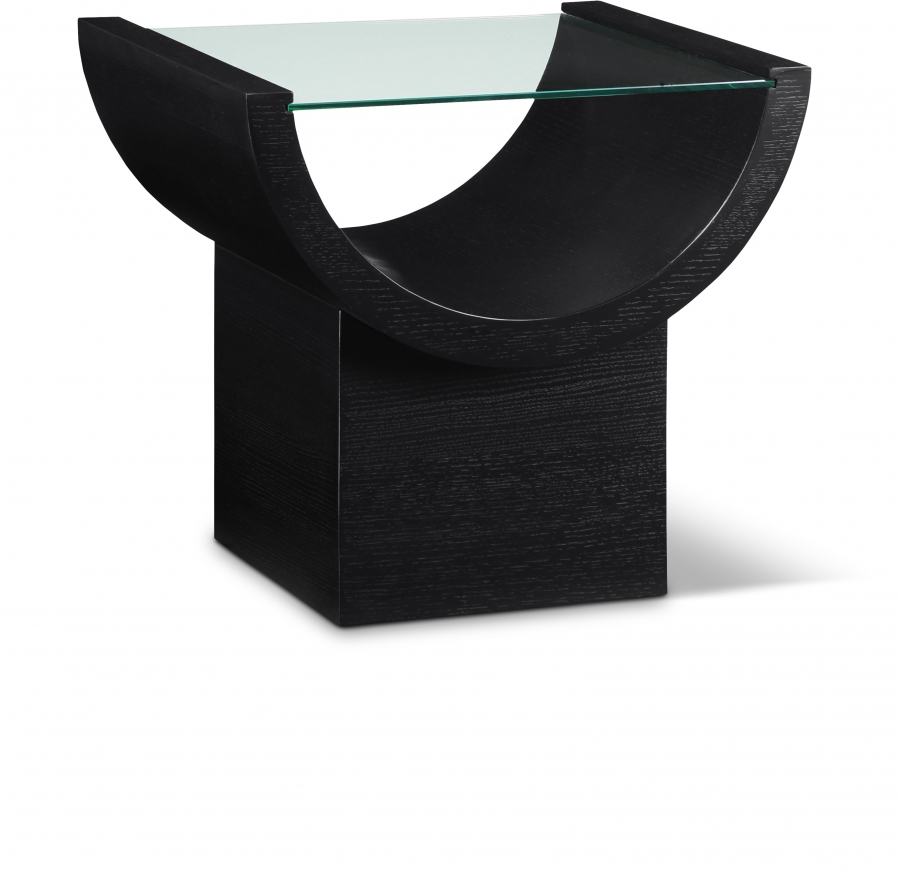 Beverwil Glass Top And Oak Veneer Base End / Side Table